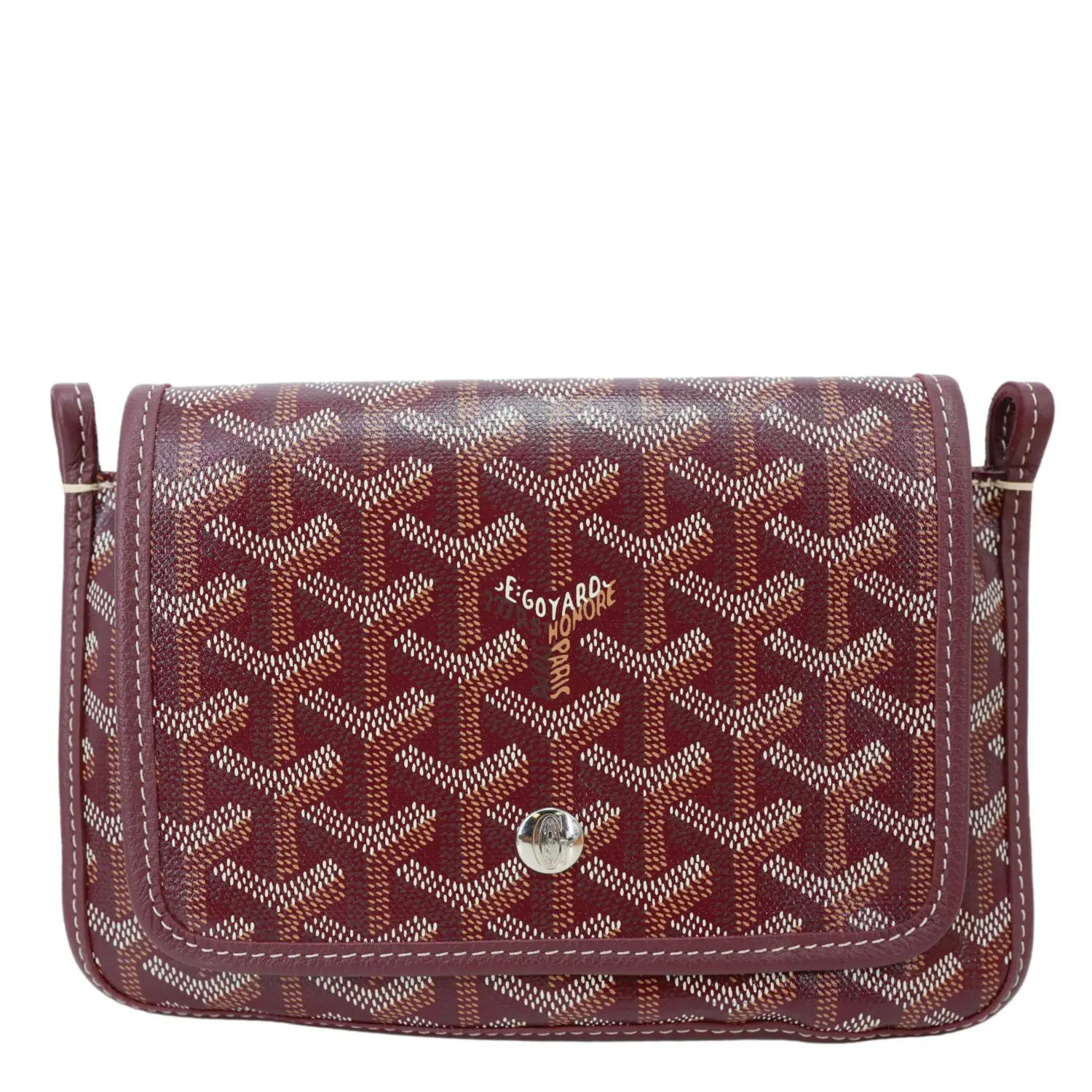 Pre-owned Goyard canvas Shoulder Bags Plumet Chevron Print Clutch Shoulder Bag Burgundy