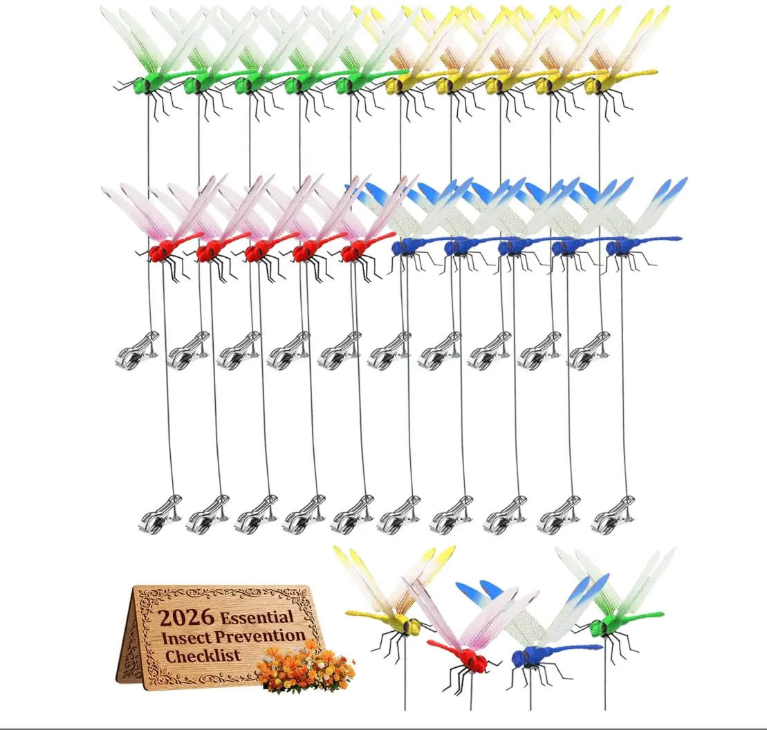 4/12PCS Dragonfly Hat Clip Bug Repellent,Outdoorhat Clip on Fake Dragonfly Rod clipfor Bug Repellent, 3D Dragonfly GardenStakes Decor, Multicolor Waterproof, EasyAttachment for indoor Outdoor Mosquito repellent DRAGONFLY
