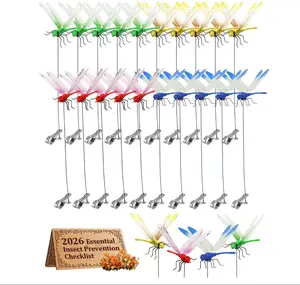 4/12PCS Dragonfly Hat Clip Bug Repellent,Outdoorhat Clip on Fake Dragonfly Rod clipfor Bug Repellent, 3D Dragonfly GardenStakes Decor, Multicolor Waterproof, EasyAttachment for indoor Outdoor Mosquito repellent DRAGONFLY