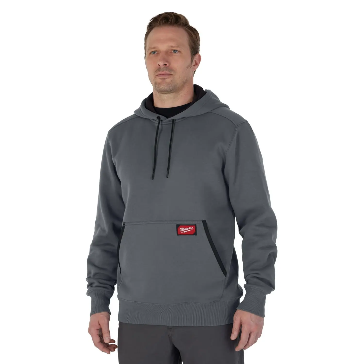Milwaukee Men's Gray Midweight Pullover Hoodie, Casual Long Sleeve Cotton-Polyester Sweatshirt, Menswear, Tops