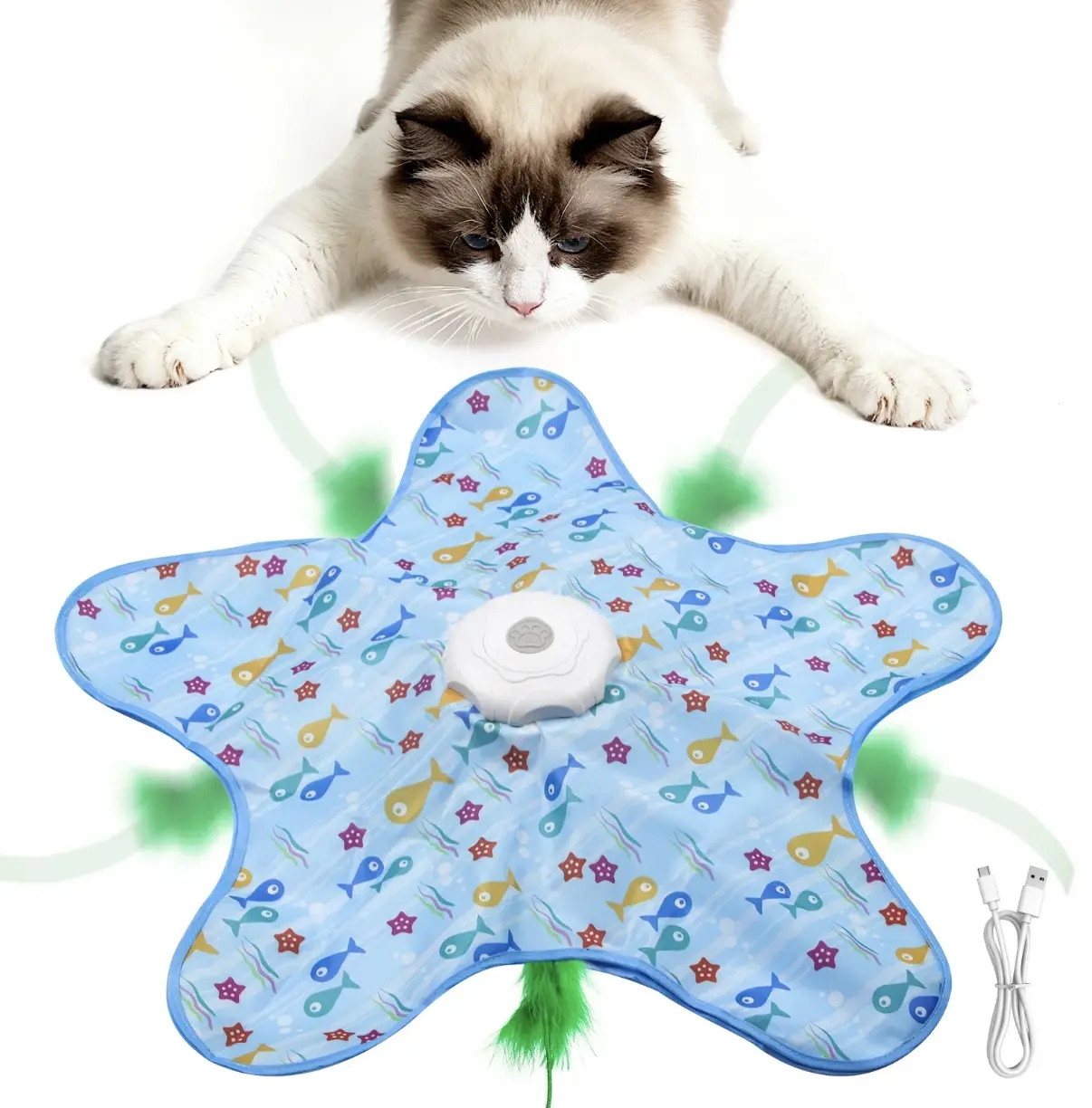 Interactive Unpredicatable Moving Feather Cat Toy , Hide and Seek Rechargeable Cat toy for bored cat,Automatic Chargeable，Indoor Exercise & Boredom Relief for All Breeds,back to school