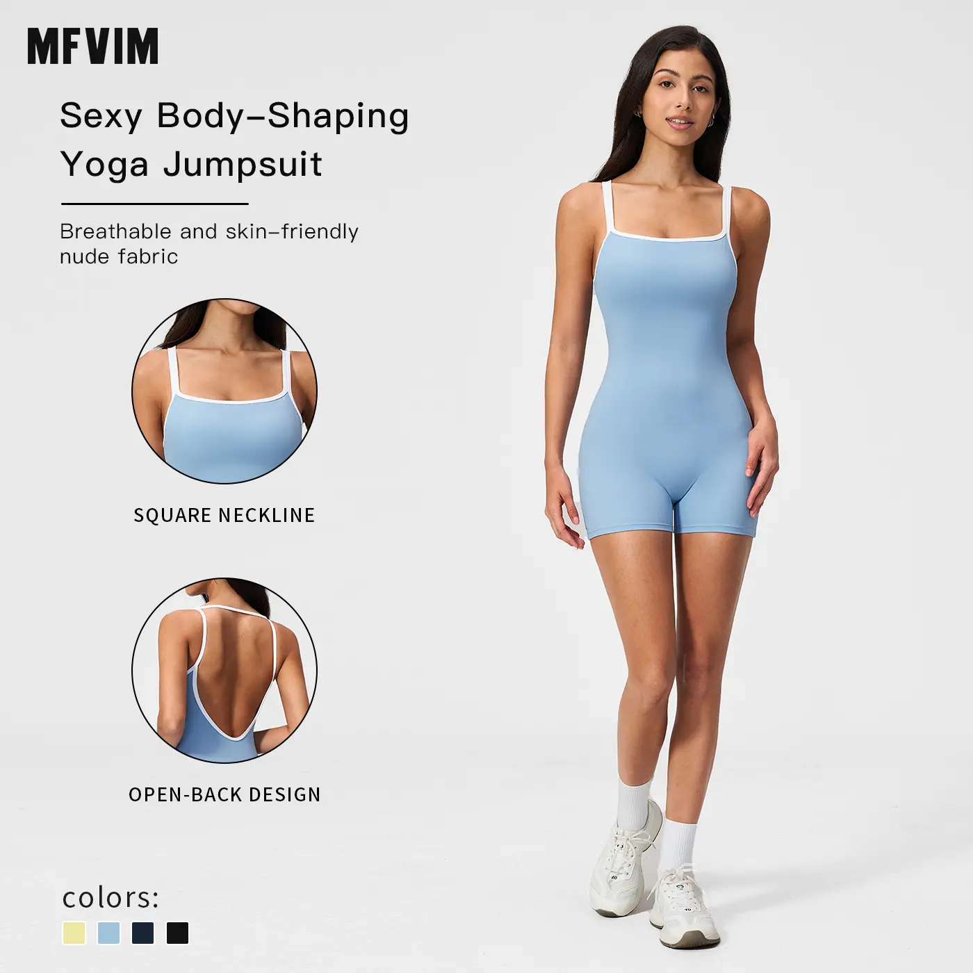 MFVIM women’s slim-fit athletic one-piece jumpsuit for outdoor sports and casual exercise; suitable for yoga and Pilates.