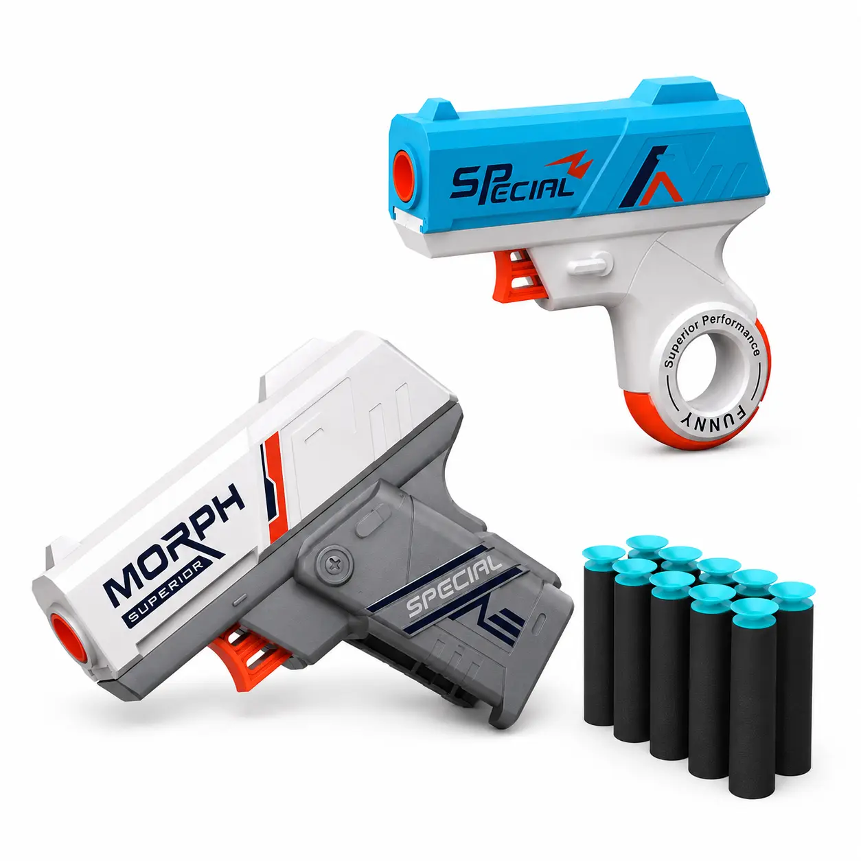 Pack Mini Fidget Toy Blasters with 12 Suction Foam Darts, Foldable and Spinner Ring Design, Compact Indoor Target Toys, Birthday Gifts for Boys Girls Ages 6+