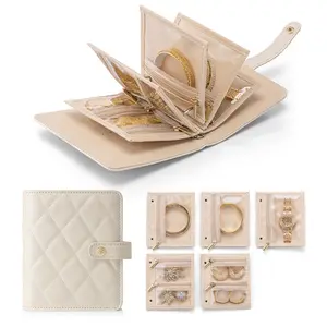 VLANDO Mini Travel Jewelry Organizer Case, Jewelry Bag Earring Holder Organizer Jewelry Storage Book with Clear Zipper Velvet Pouch Bag for Bracelet,Rings, Necklace, Wedding Gift Idea, Travel organizer, Summer Gifts