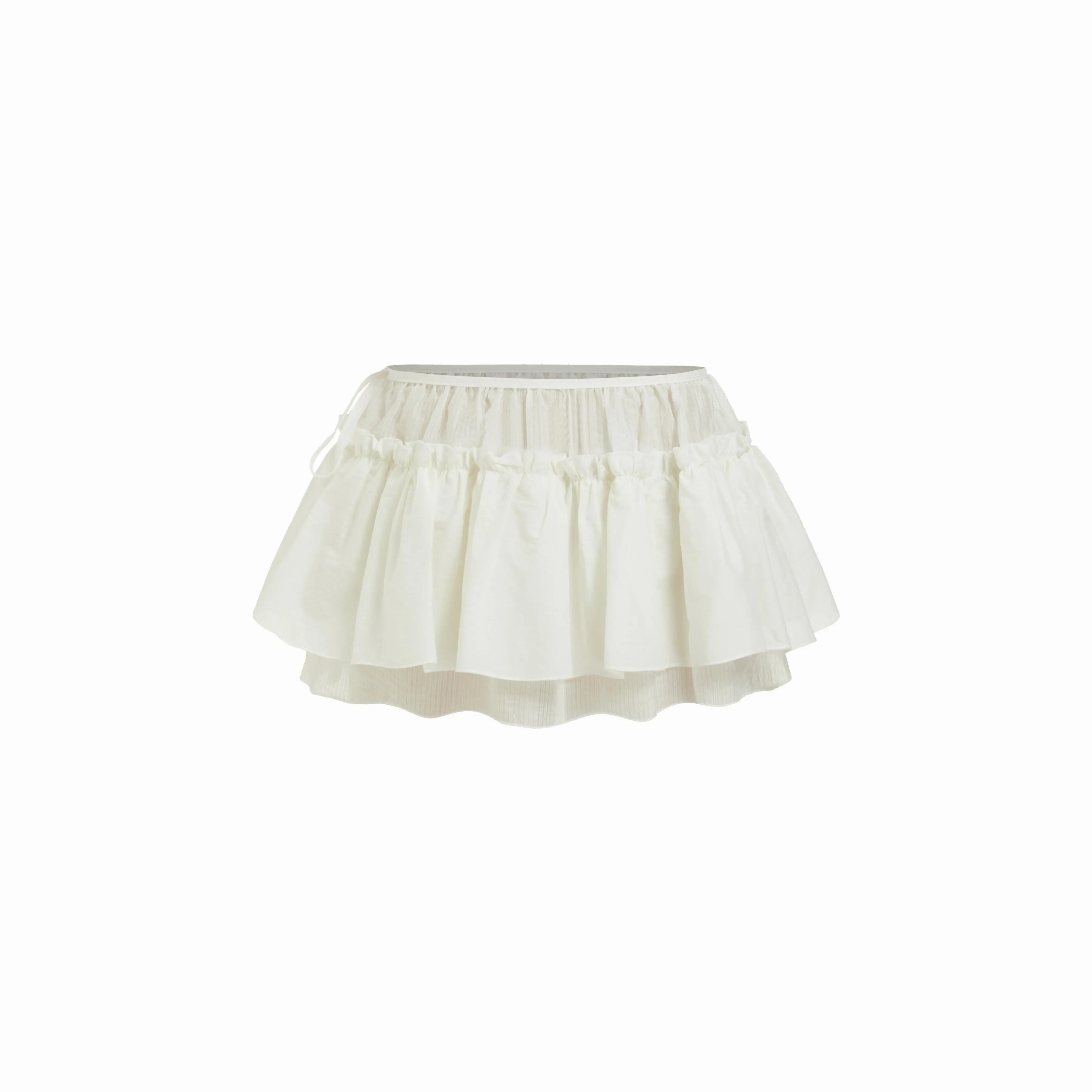 Cider Women's Cotton-Blend Chiffon Textured Layered Ruffled Mini Skirt