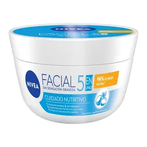 NIVEA Facial 5 in 1 Cuidado Nutritivo Hydrating Cream with Ceramide & Hyaluronic Acid 200ml Paraben-Free Daily Moisturizer (LIGHT BLUE )
