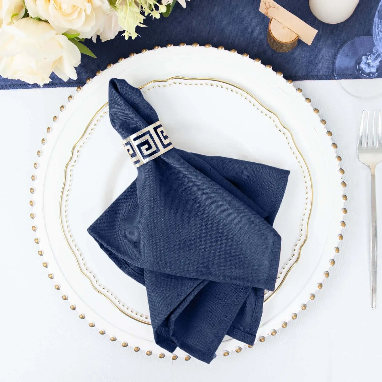 5-Pack Polyester 17"x17" Navy Blue Dinner Napkins - Durable, Wrinkle Resistant Tableware for Banquet Table Set, 5pack for Events with Convenience & Warm Water Wash Compatibility