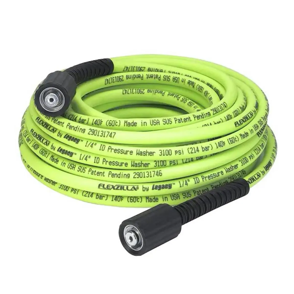 Flexzilla Flexible Pressure Washer Hose, 0.25 in. x 50 ft. with M22 Fittings, Compatible with Garden Hose Connectors for Home Improvement & Garden Watering, Flexible Hose