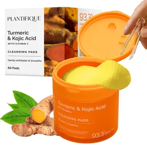 Kojic Acid & Turmeric Cleansing Pads – 60 Exfoliating Facial Pads for Dark Spots, Hyperpigmentation & Uneven Tone | Dual-Sided Brightening Pads with Niacinamide, Vitamin C & Ceramides | Daily Gentle Skincare