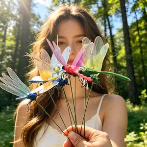 Nature’s Pest Protector 3D Dragonfly Clips 4 Pack Realistic Predator Decoy with Flexible Wire Stem for Wood Porch Deck Chemical Free Weatherproof Durable Garden Accessories outdoorfun
