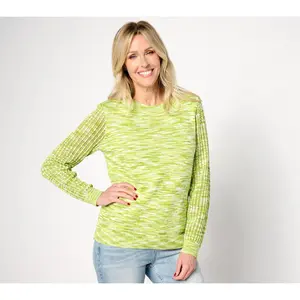 AnyBody Crewneck Mixed Stitch Basic Sweater