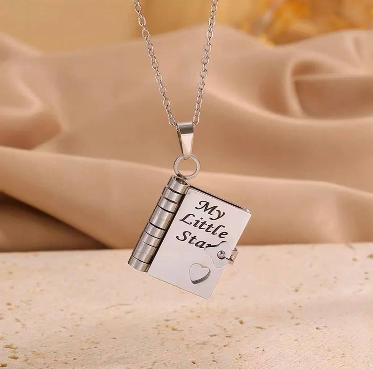 Rhodium Plated Book Necklace, Meaningful Love Message Jewelry - Christmas Gift for Granddaughter - Festive Party Gift Supplies