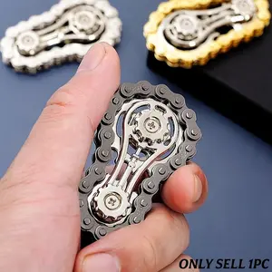 Zinc Alloy Fidget Spinner Toy with Bicycle Chain Design, Holographic Effect, Perfect Office Relaxation, Stress Relief & Father's Day Gift, Durable Metal Spinner