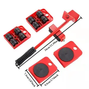 Red Moving Helper – Heavy-Duty Casters for Furniture & Appliances (Coffee Table, Refrigerator, Washing Machine), Ideal for Moving lifter set flooring stick
