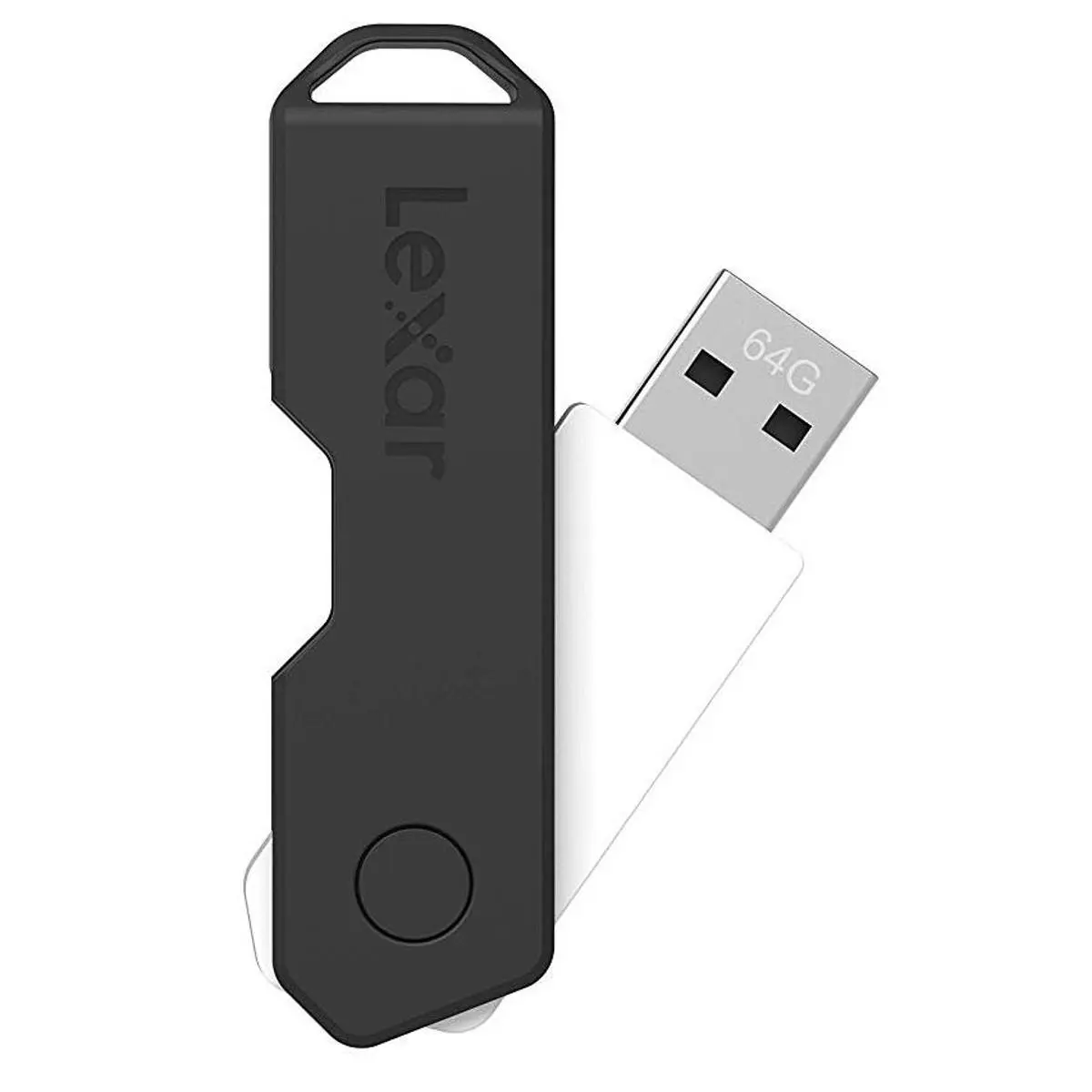 Lexar 64GB JumpDrive TwistTurn2 USB 2.0 Flash Drive - Black, Capless Design, Keychain Hole, Plug-and-Play Functionality, Protective Rotating Jacket, Sleek Build