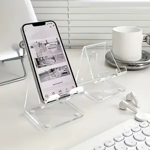 Acrylic Cell Phone Stand, Universal Phone Holder, Portable Clear Phone Stand for Desk, Compatible with Phone 17 16 15 14Pro Max 12 11 SE, Switch, Android Smartphone, Pad, Tablet, Desk Accessories, Clear Phone Holder,1 Count Foldable Desktop Phone Holder