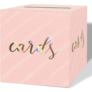 Iridescent Light  Card Box for Party 9 x 9 Inch  Card Box Holder for Wedding Birthday Graduation  Shower Decorations