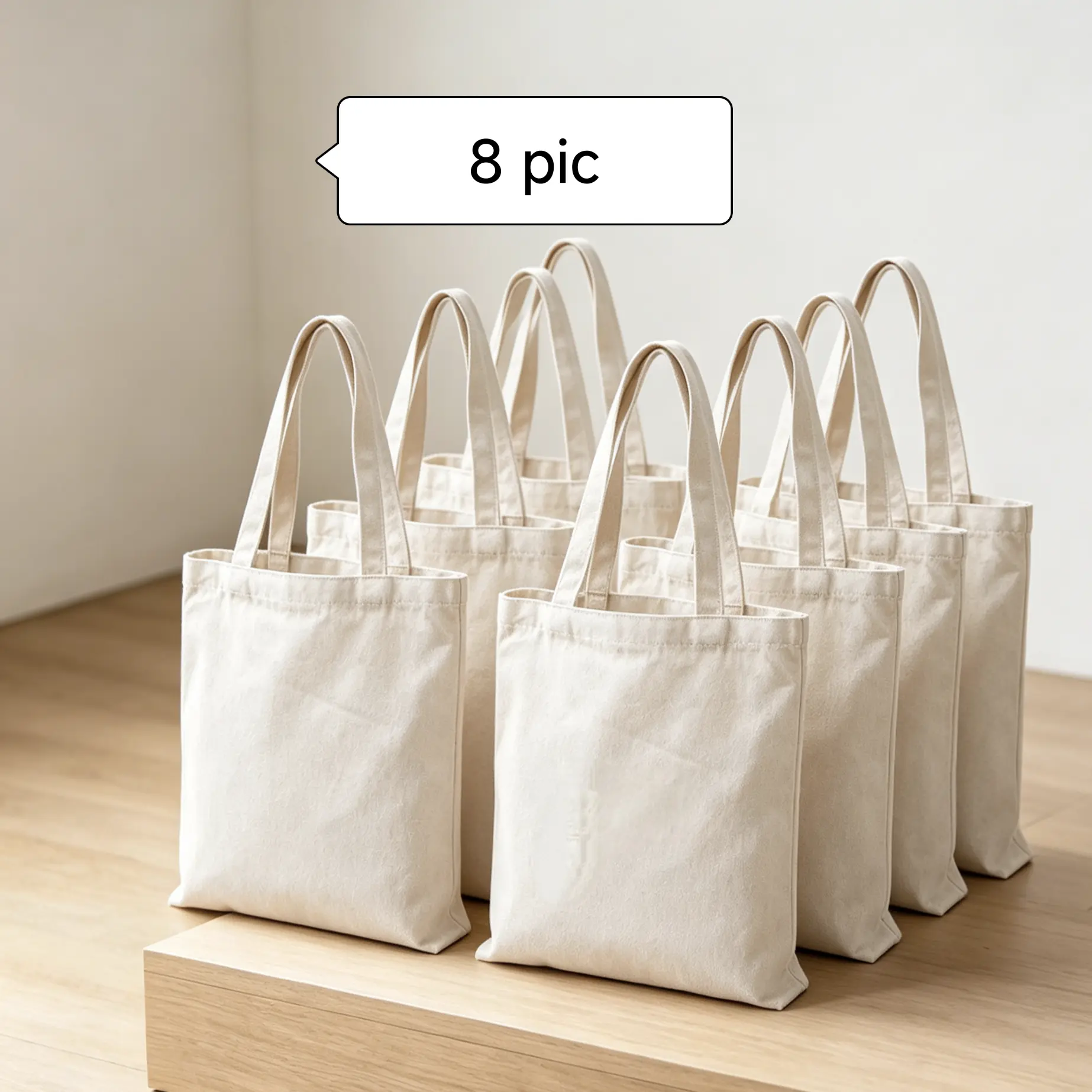 8 Pack Washable Cotton Tote Bags - Blank Canvas Bags for DIY, Grocery Shopping & Daily Use, Eco-Friendly Reusable Totes for Market, School & Travel