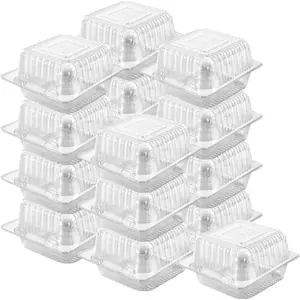 Sickle 100 Count 5 x 5 inch Clear Plastic Hinged Take Out Containers Clamshell Takeout Tray Food Clamshell Containers for Dessert, Cakes, Cookies, Salads, Pasta, Sandwiches