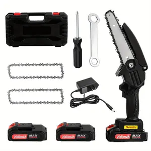 Mini Chainsaw 6inch Battery-Powered - Cordless Electric Handheld Chainsaw, comes with 2 rechargeable batteries - 21V small electric chainsaw, battery-operated, used for tree pruning and wood cutting