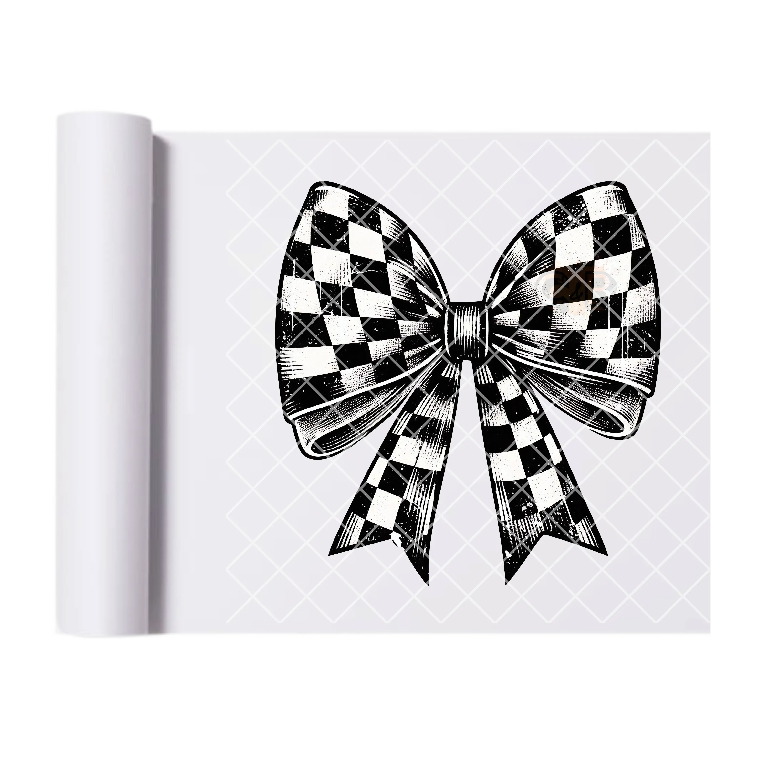 Checkered design bow - Direct Print Film Transfer for T-Shirts, Cotton, Polyester & Blends - High-Quality DTF Print