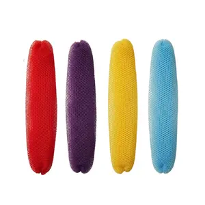 4 Pack African Net Sponge Exfoliating Body Wash Cloth – Long Stretch Bath Sponge for Deep Cleaning, Back Scrubber, Quick Dry Shower Mesh Loofah Alternative (Multi-Color)