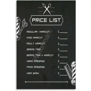 Barber Shop Price List Poster Salon Price Catalog Posters (12) Canvas Painting Wall Art Poster for Bedroom Living Room Decor 20x30inch(50x75cm) Colorful Gifts Ornaments Decoration