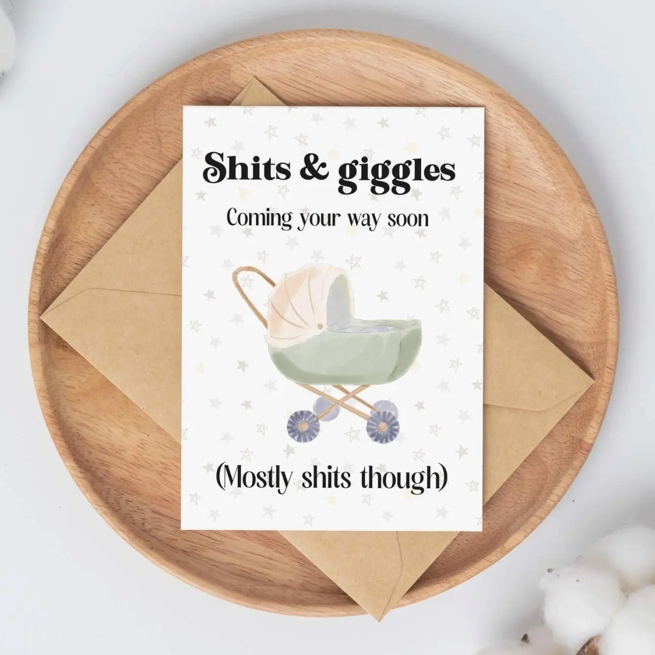 Funny New Baby Joke Greeting Card Shits and Giggles, Pregnancy Announcement Card, Humor Mom To Be Gift Card
