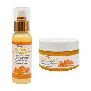Turmeric Facial Cleanser And Turmeric Face Scrub Two Piece Set for Face & Body,Turmeric Face Soap,Turmeric Skincare Set for Women