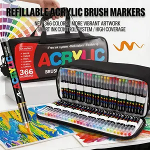 366 Color Acrylic Marker Set, Soft Tip Design, Includes Storage Bag, Smooth Ink Flow, Ideal for Crafts and DIY Projects, Multi-Purpose