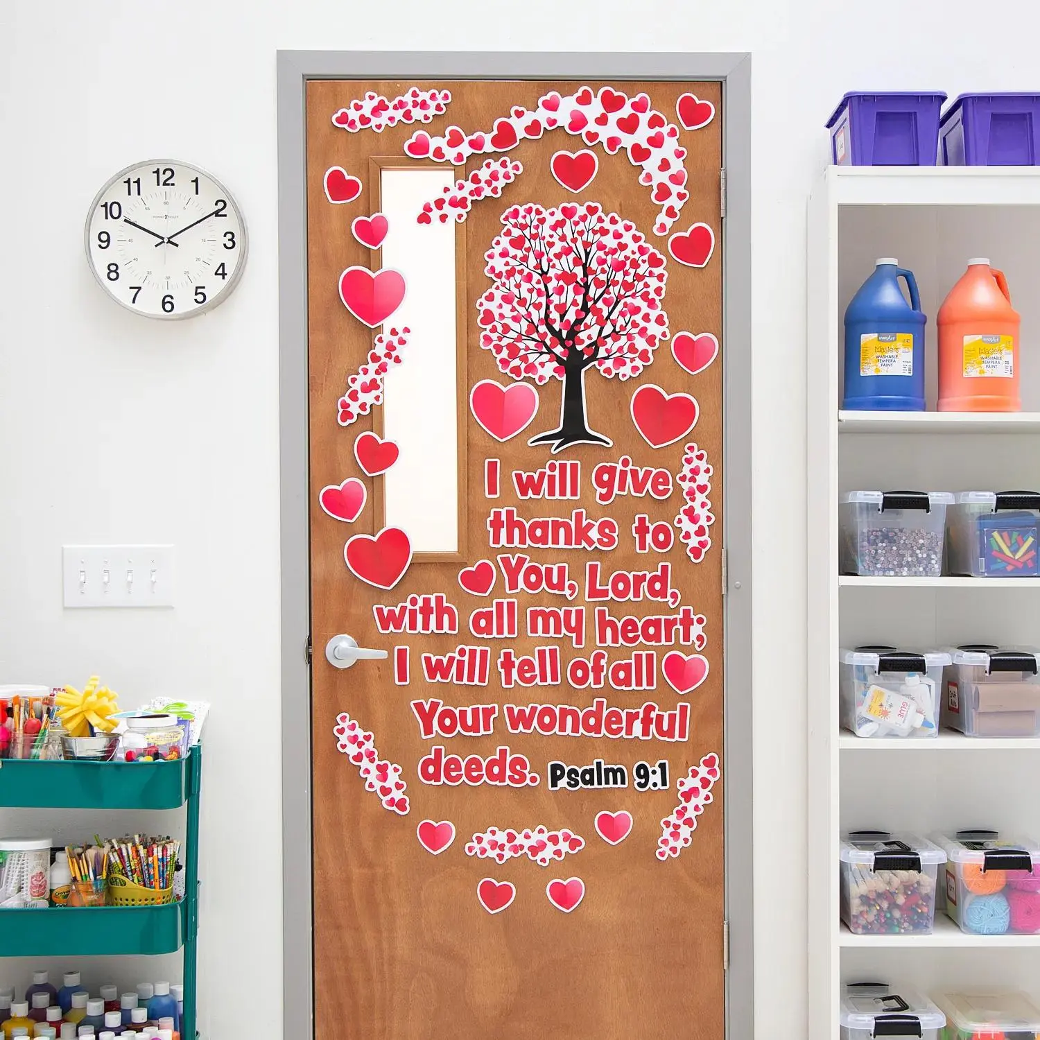 48-Piece Religious Heart Cutouts with Verse Classroom Decoration Set, Valentine Theme School Supplies for Classroom Door Decor, Schoolsupplies