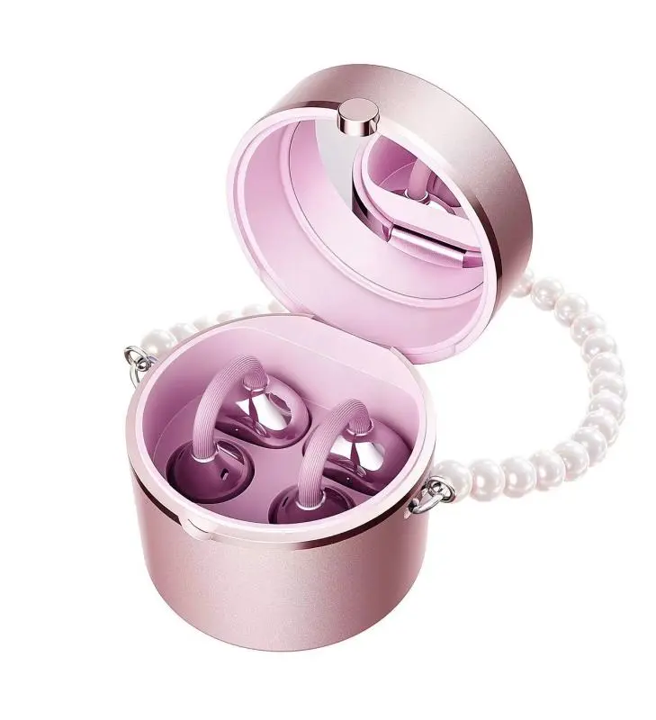 M197 Women's Open-Ear Clip-On Earbuds with Removable Butterfly Earrings, Jewelry Box Charging Case with Mirror, Bluetooth 6.0 Stable Connection, Hi-Fi Stereo Sound, Stylish Gift for Women & Girls, Compatible with Android & iOS
