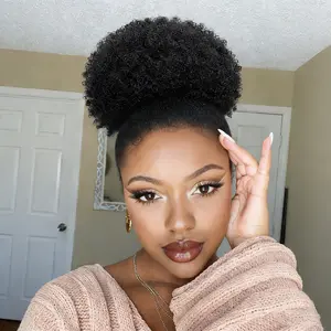 Afro Puff Drawstring Ponytail Kinky Curly Bun Synthetic Hairpiece Short Extensions Hairpieces Updo Pony Tail Hair for Black Women