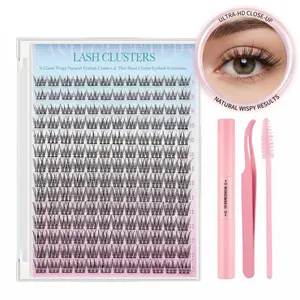 Lash Clusters Kit - 168Pcs DIY Eyelash Extensions Set with Bond and Seal, Tweezers & Spoolie - Wispy Cluster Lashes Mixed 9-12mm - Super Thin Band Natural Lashes Clusters