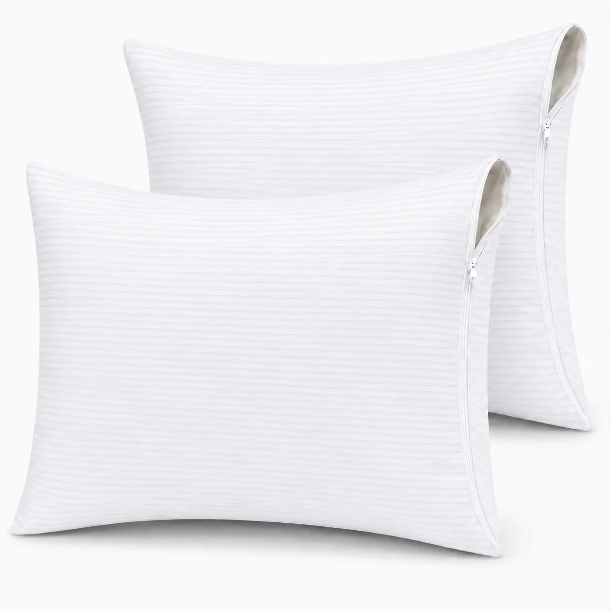 2/4 Pack Waterproof Pillow Protectors, Ultra Soft Hotel Quality Pillow Cases with Zipper, Noiseless & Dust Mite Proof Pillow Cover, Machine Washable, Standard, Queen, King Sizes