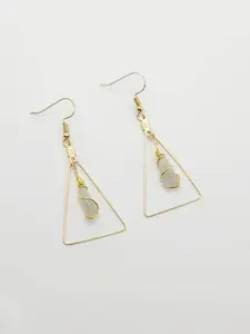 18K Gold Labradorite Crystal Earrings: Geometric Dangle Earrings