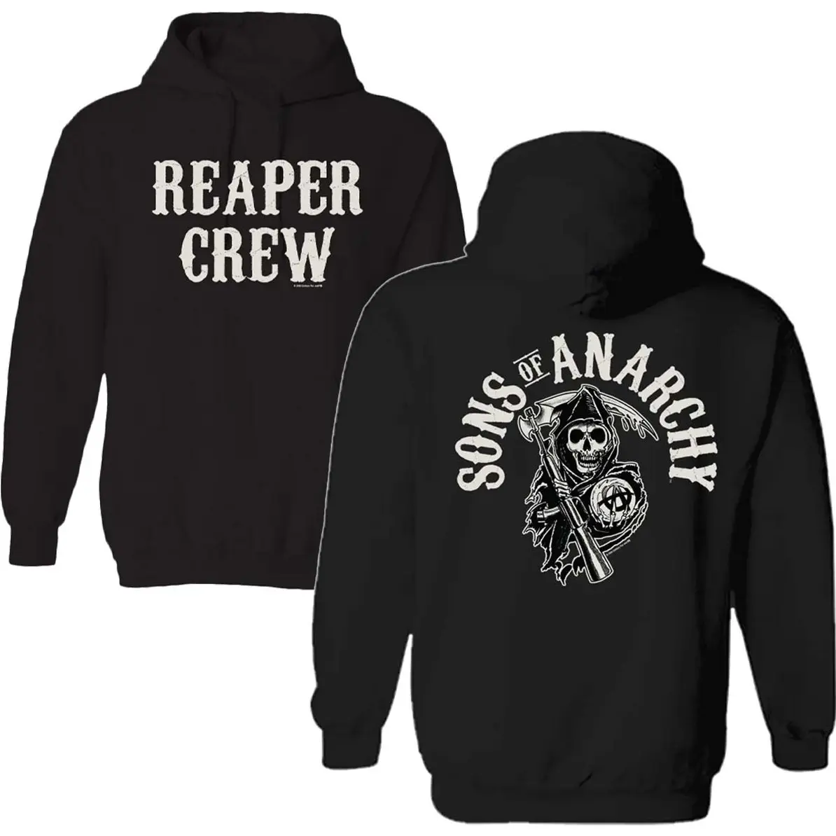 Sons of Anarchy Reaper Crew Fleece Hooded Graphic Hoodie Casual Streetstyle Fleece Fabric Pullover Hooded Sweatshirt Trendy Tops for Women for Men