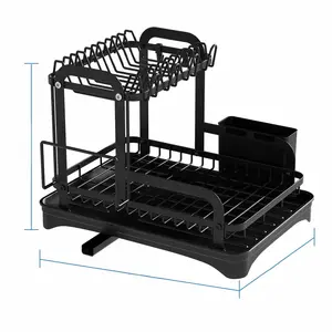 Dish dryer Rack with Utensil Holder & Cutting drain Board Holder, Rustproof Dish Drainer for Kitchen space-saving compact storage