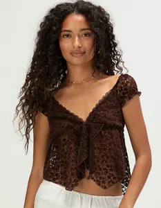 NECTAR CLOTHING Womens Flocked Butterfly Top