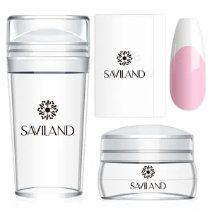 SAVILAND French Tip Nail Stamp Kit – 4PCS Silicone Stampers (Long & Short) With Scrapers For DIY French Manicures At Home Or Salon-quality Results