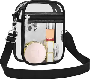 Clear Stadium Crossbody Bag, Transparent Messenger Purse for Concerts, Game Day & Sports Events, Adjustable Clear Shoulder Bag for Travel & Daily Use