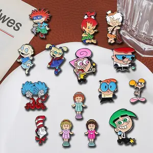 15pcs Cute anime style peripheral character brooch, cartoon character styling accessories, metal badges