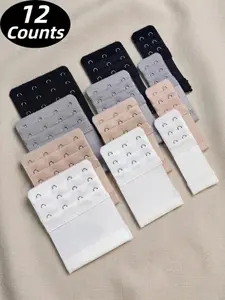 12 Counts Stretch Bra Buckle Underwear Extension Buckle, 2/3/4 Hook Buckle Bra, Adjustment Back Buckle Underwear Extenders, Stretchy Bra Extender With Extra Long Hook And Rows Of Elastic Buckle, Invisible Bra Look, Women's Lingerie & Intimates Accessories