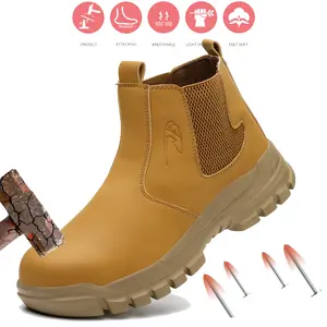 Waterproof Men's Safety Work Boots Steel Toe Shoes Anti Impact And Anti-Puncture Outdoor non-slip shoes wear resistant Protective Boots fashionable footwear indestructible men