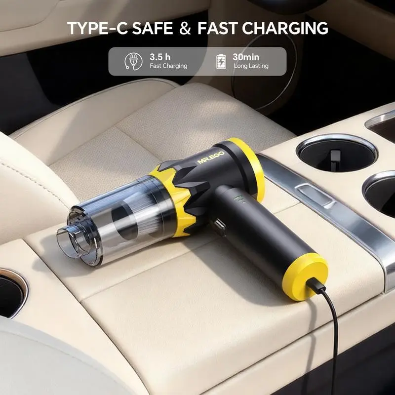 Powerful Car Vacuum Cleaner, Portable Wireless Design, Four-In-One Mini Vacuum, 20000pa Strong Suction, C-Type Charging Interface