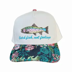 Catch fish not feelings Vintage Style Trucker Hat for Women Design with Embroidered Logo Snapback Fashion