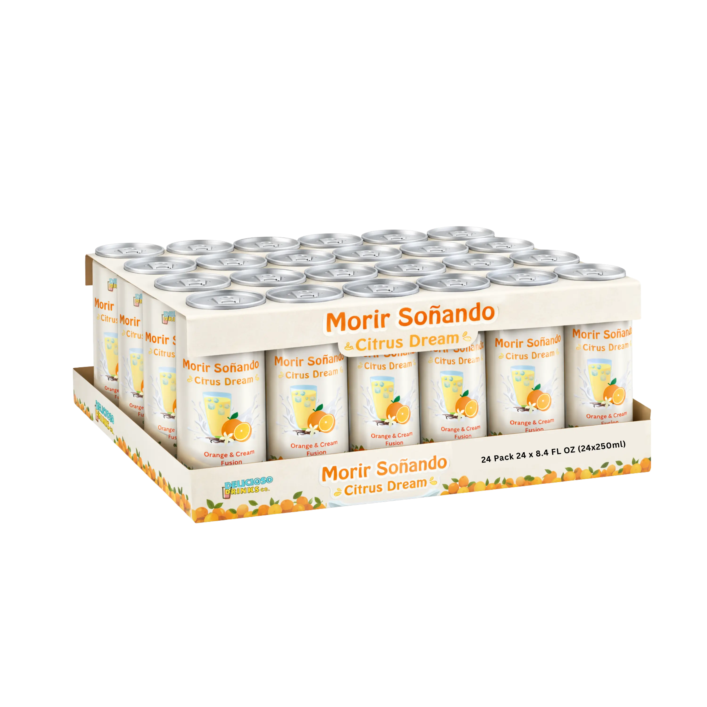 Delicioso Drinks Co. Morir Soñando "Citrus Dream" 24-Pack Creamy Milk & Orange Juice Based Classic Dominican Beverage 24x8.4 FL OZ - Fruit