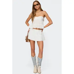 Dora Eyelet Flared Mini Skirt