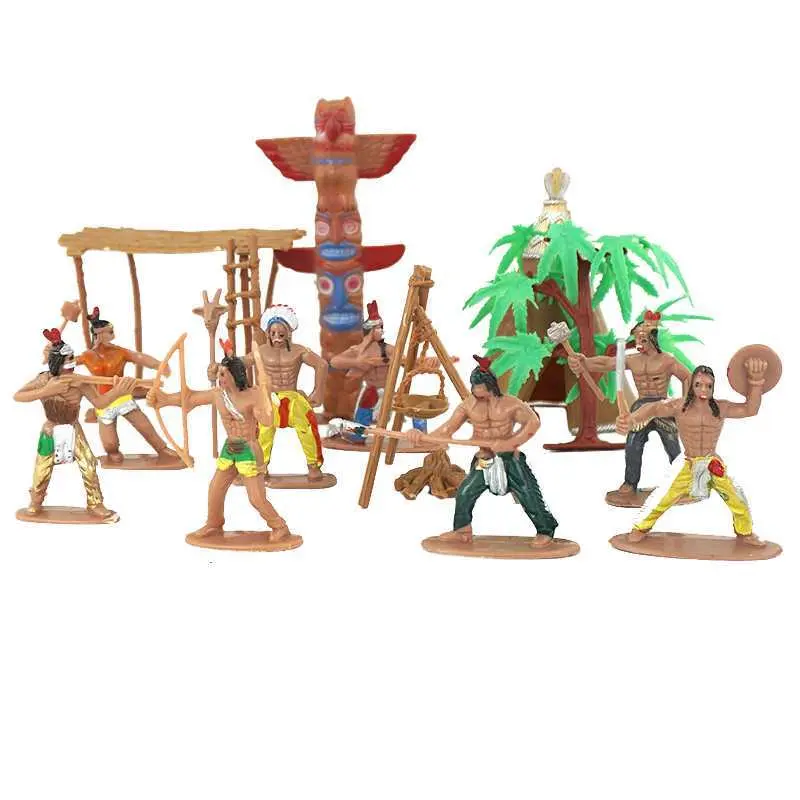 13-Piece Native American Tribal Unicorn-Themed Statues & Figurines, Kids' Educational Playset, Tabletop Ornaments, Home Decor Collectibles for Sand Table