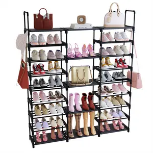 MENOLANA 10-Tiers Shoe Rack for Cloest, Tall Shoe Organizer for Entryway Bedroom Hallway, Large Capacity Shoe Rack, Shoe Storage Large Capacity for 20-24 Pairs of Shoes and Boots, Narrow Metal Shoe Shelf with Hooks,Gifts, Outdoorfun